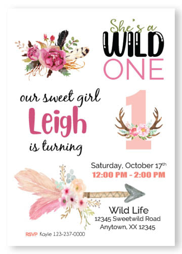 Wild one birthday invitation 