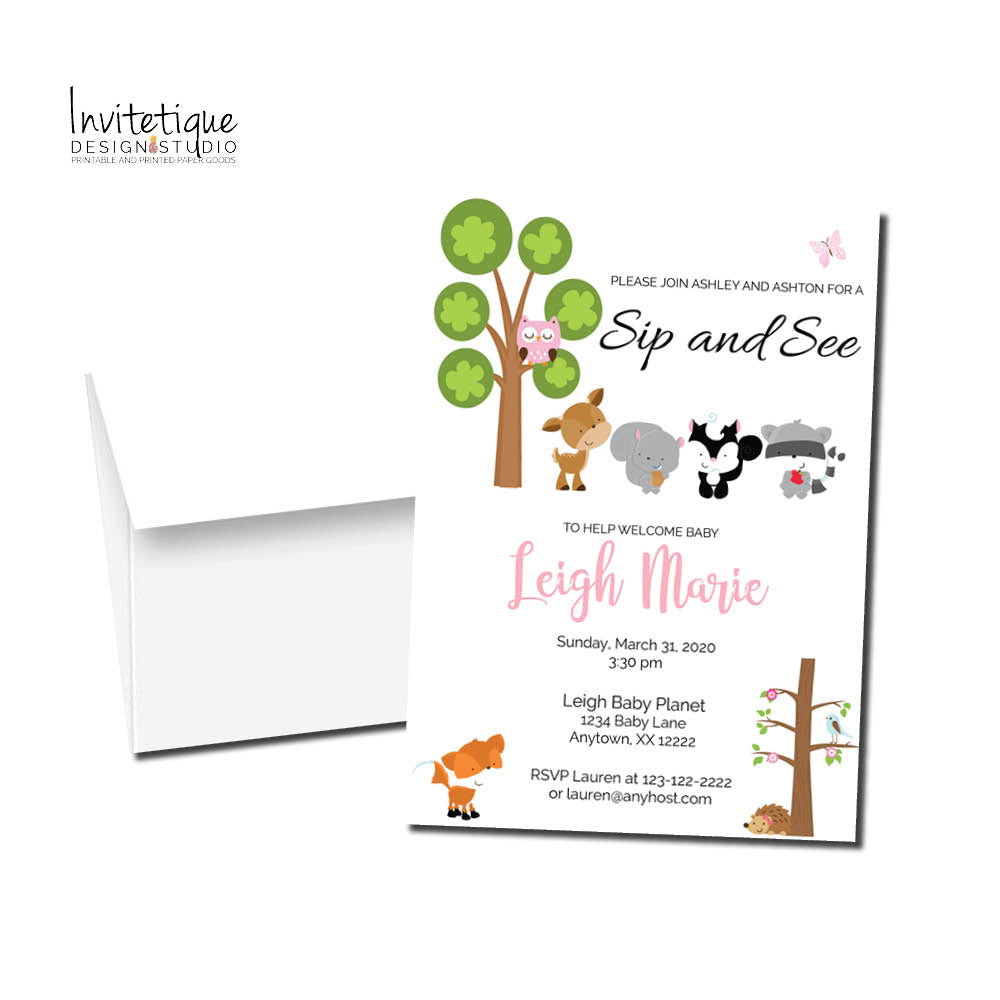 Woodland Friends Sip and See invitations SSI721 - Invitetique