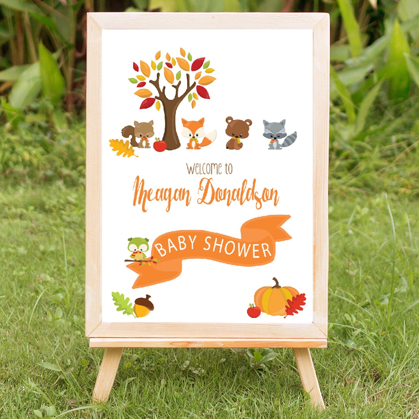 Woodland Friends Baby Shower Welcome Sign - Invitetique