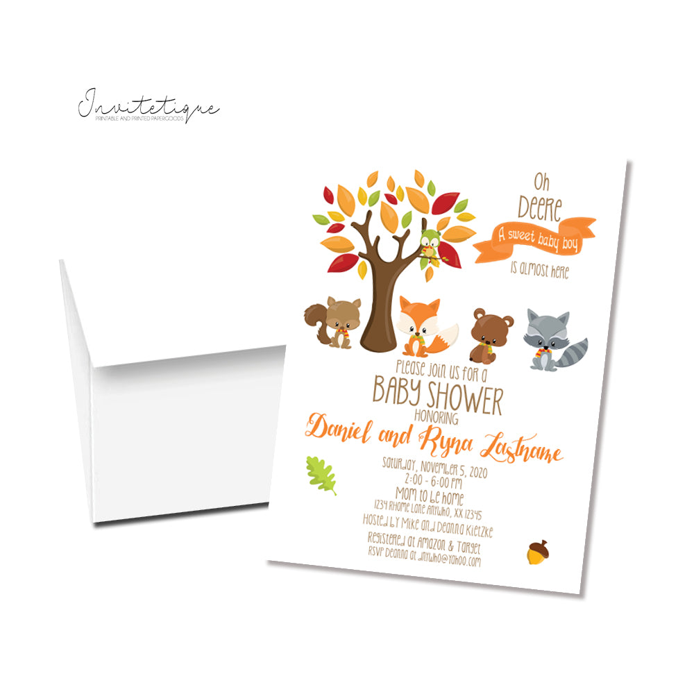 Sweet Woodland Animal Baby Sprinkle Invitations - Invitetique