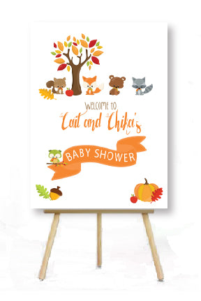 woodland baby shower poster